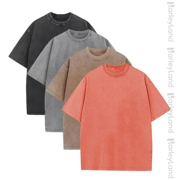 HarleyLand 4 Packs Truesized Vintage Heavyweight T Shirts Unisex 100% Cotton Acid Wash Tees Mens Womens Workout Gym Streetwear Distressed Boxy Short Sleeve Basic Tops, Minimalist Fashion, Daily Outings, Casual Travel, Everyday Wear