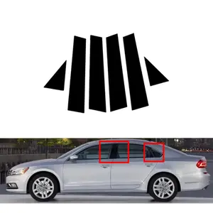 For VW Passat 2011-2018, 6pcs Glossy Black Trim Pillar Posts Door Side Cover Decoration Stickers Set, Car Decals, Car Decorations