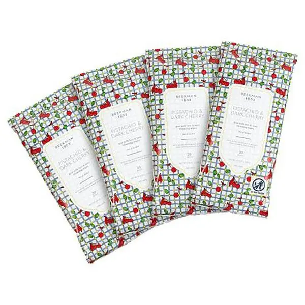 Beekman 1802 Goat Milk Pistachio Dark Cherry Face Wipes 4-pack
