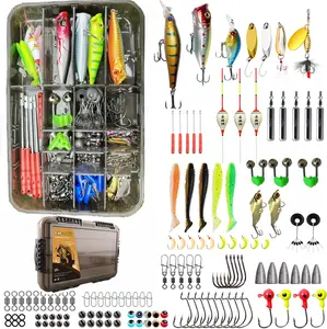 A complete set of 175-320 fishing accessories, including fishing gear box, metal bait and silicone soft bait, hooks and weight accessories,Fishing bait kit suitable for seawater and freshwater