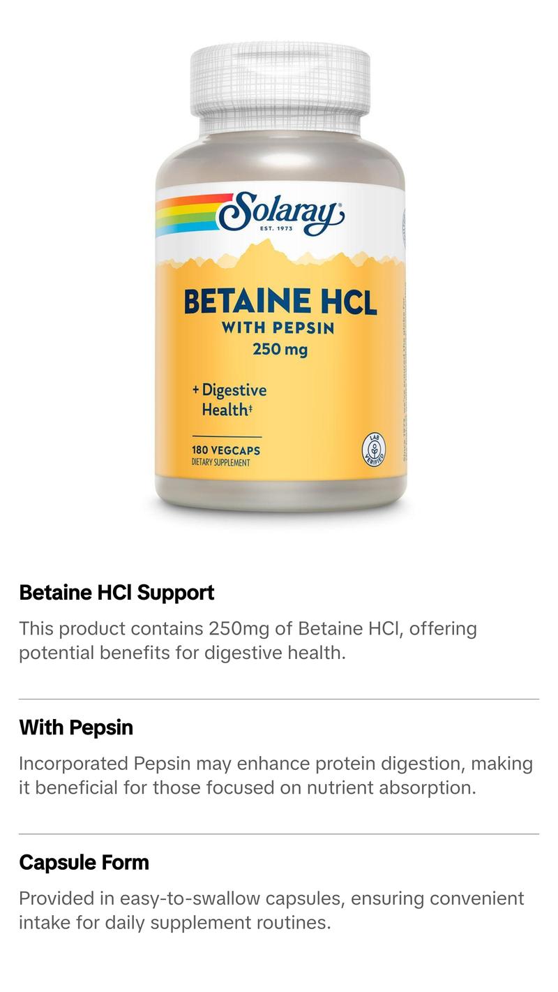 Betaine HCl with Pepsin 250mg