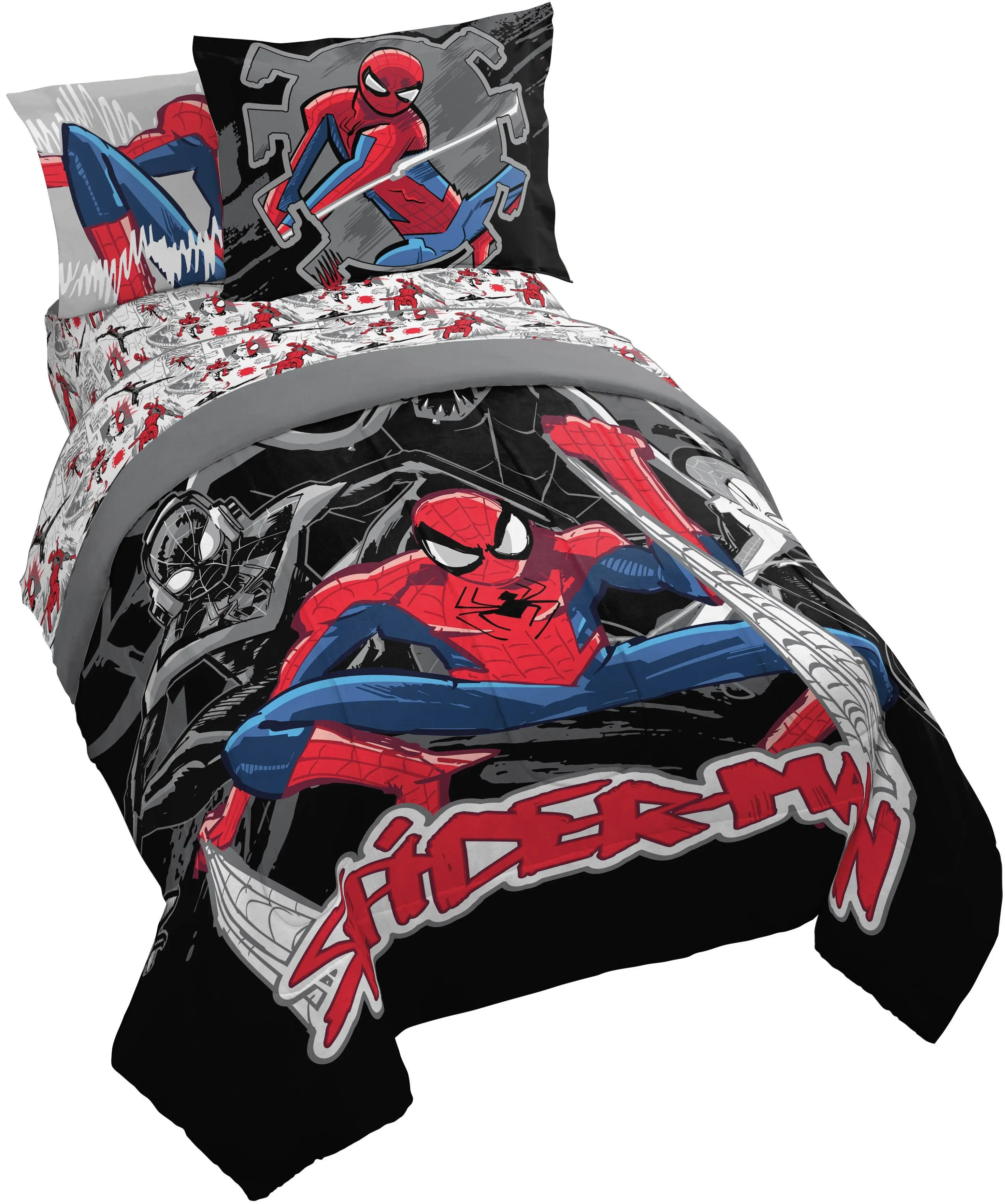 Jay Franco Marvel Spiderman Inked Bed Comforter Set - Character-Themed, Action Hero, Comic-Style, Graphic Designs for Bedding Sets Collections, Character-Themed Design Bedding Sets Collections