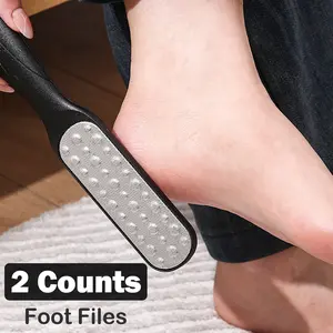 2 Counts Pedicure Foot Rasp File Remover Tool, Double-Sided Stainless Steel Pedicure Scrubber Rasp for Dead Skin Removal callus Remover, Restore Your Feet's Natural Softness