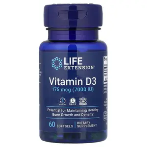 Life Extension Vitamin D3, 175 mcg (7,000 IU), 60 Softgels