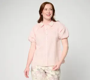 Me by Jennie Garth 100% Cotton Crosshatch Button Up Shirt