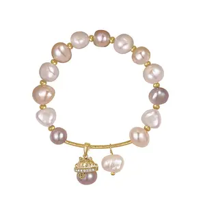 Baroque Irregular Freshwater Pearl Cat Bracelet Fashionable Colorful Freshwater Pearl Bracelet