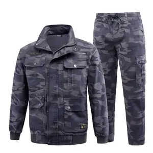 Pure Cotton Camouflage Suit Elastic Breathable Fireproof Welding Workwear Set