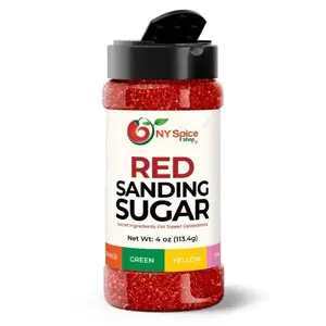 NY Spice Shop Red Sanding Sugar - Sweet Colorful Edible Sprinkles for Cookies, Baking, Ice Cream, Desserts & Crunchy Toppings - Bake Red