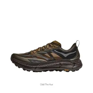 Dark Brown Ripstop Mesh Colorblock Low-Top Trail Running Shoes with Thick Cushioned Midsole and Anti-Slip Rubber Outsole