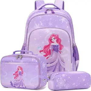Girls School Backpack Set Princess Backpack Lightweight Kids School Bookbag Girls Casual Daypack
