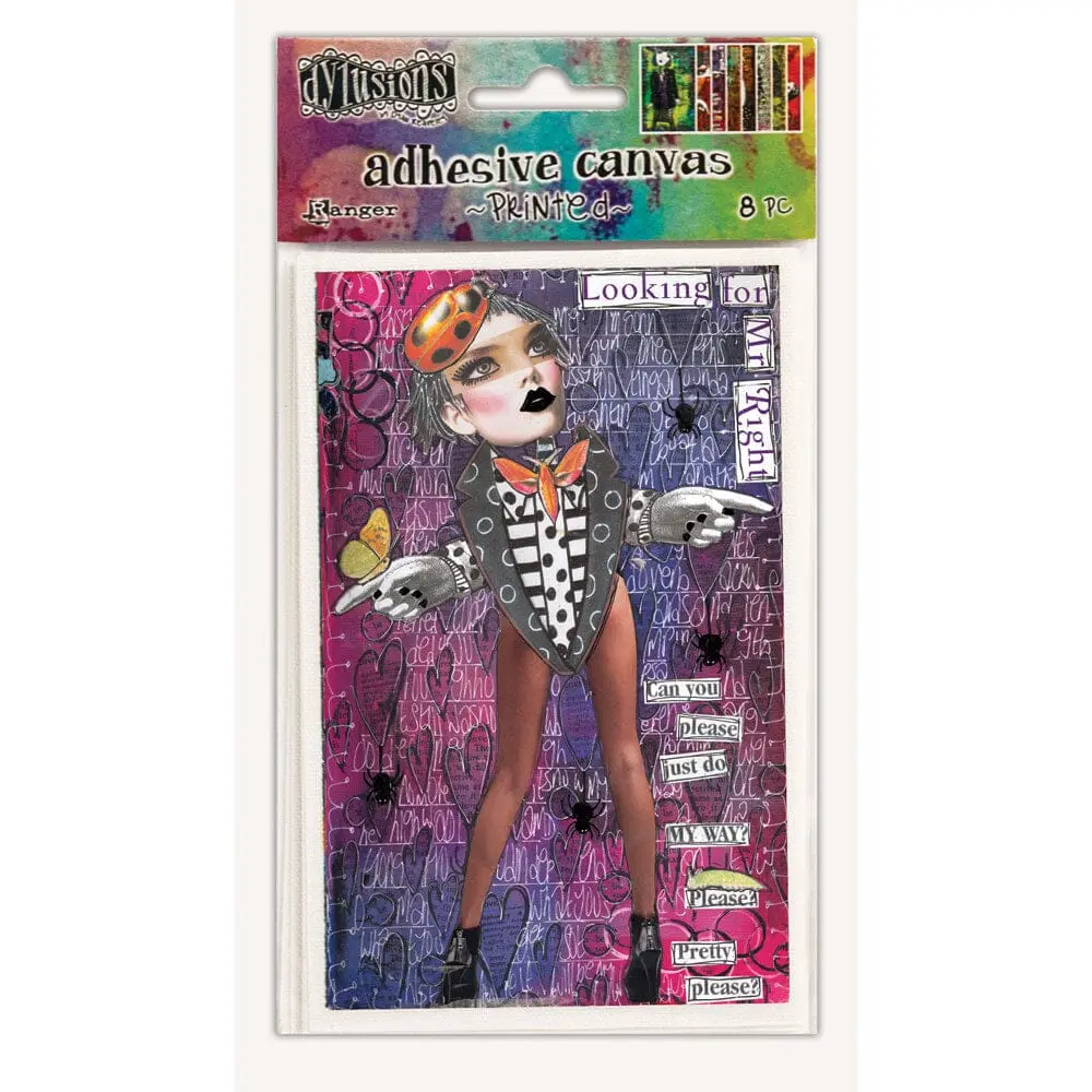 Dylusions Adhesive Canvas Printed 2, 8pc