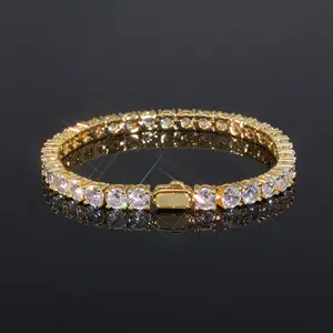 Cuban Bracelet Full Diamond Single Row Zircon Tennis Chain Bracelet Unisex Street Style High-End Cuban Chain Hip Hop