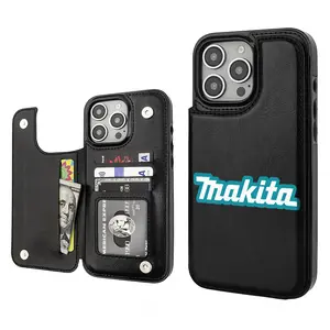 Makita Aesthetics Pattern Phone Cases Compatible For With iphone 16 15 14 13 12 PRO PLUS MAX PU Black Durable Flip High quality Leather Credit Card Bag Holder Mother Gift Wallet Shockproof Anti-Drop Full Protection Phone Cases Shell Cover