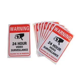 5Pcs/lot Wall Sticker 24H Video Camera System Warning Sign Decal Surveillance Monitor Public Area Security