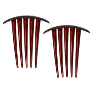 VOCOSTE 2 Pcs Small Side Combs, Teeth Hair Combs Hair Clip Comb, Brown, 3"