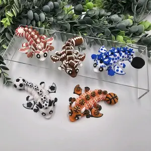 Sporty Dragon Fidget Toy 3D Printed Sport and Activity Themed Baby Dragon Toy with Soccer Football Basketball and Baseball Motifs