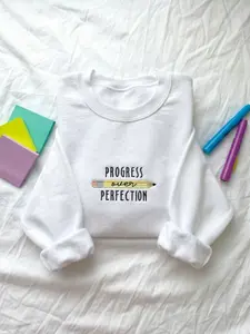 Progress Over Perfection Embroidered Gemma Crewneck Sweatshirt | Cozy Teacher Crewneck | Teacher Gift | Teach Sweatshirt