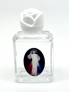 Divine Mercy Glass Holy Water Bottle 2"