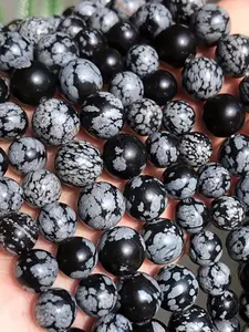 4/6/8/10mm Natural Stone Smooth Snowflake Jasper Round Loose Spaced Beads for DIY Exquisite Bracelets, Necklaces, Earrings, Crafts, Jewelry Making Supplies, Men's and Women's Gifts