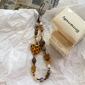 Amber Hard Candy Autumn Winter Meillard Atmosphere Long Phone Chain, Style Ccd Chain, No Electricity Required, Phone Charm