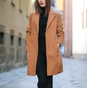 White Mark Women's Long Sleeve Double-Breasted Walker Coat with Pockets Outerwear Womenswear Jackets