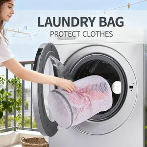 2 large and small laundry bags, machine washable, honeycomb mesh design, reusable, durable zipper design, suitable for home, travel, outdoor camping, etc., suitable for washing sneakers, socks, bras, etc, home storage