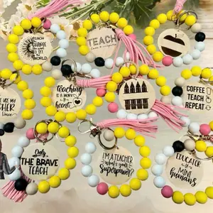 Teacher Pencil Beaded Wristlet