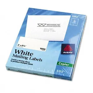 Avery 5352 Self-Adhesive Address Labels for Copiers 2 x 4-1/4 White 1000/Box