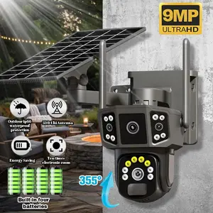 Outdoor Security Camera, Outdoor/Indoor Solar PTZ Camera, 3-lens 3-screen Automatic tracking,1080P Cameras with Motion Detection, Two Way Talk, 360° View, IP66, for Indoor Outdoor Security