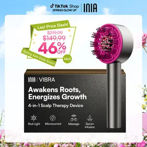 INIA VIBRA 4-in-1 Scalp Therapy Device, Red Light, Microcurrent, Massage, Serum Infusion, Scalp Massager Beauty Device, Waterproof & Wet/Dry Use, Perfect Holiday Gift