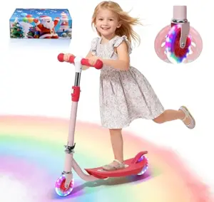 Kick Scooter for Kids 5-8 Years Age - Solid Metal Anti-Crack Frame&Brake,Height Adjustable,Flexible Steer,Light Up Two Wheel Toddler Scooter 4 Year Old,Boys Girls Outdoor Kid Child Toy