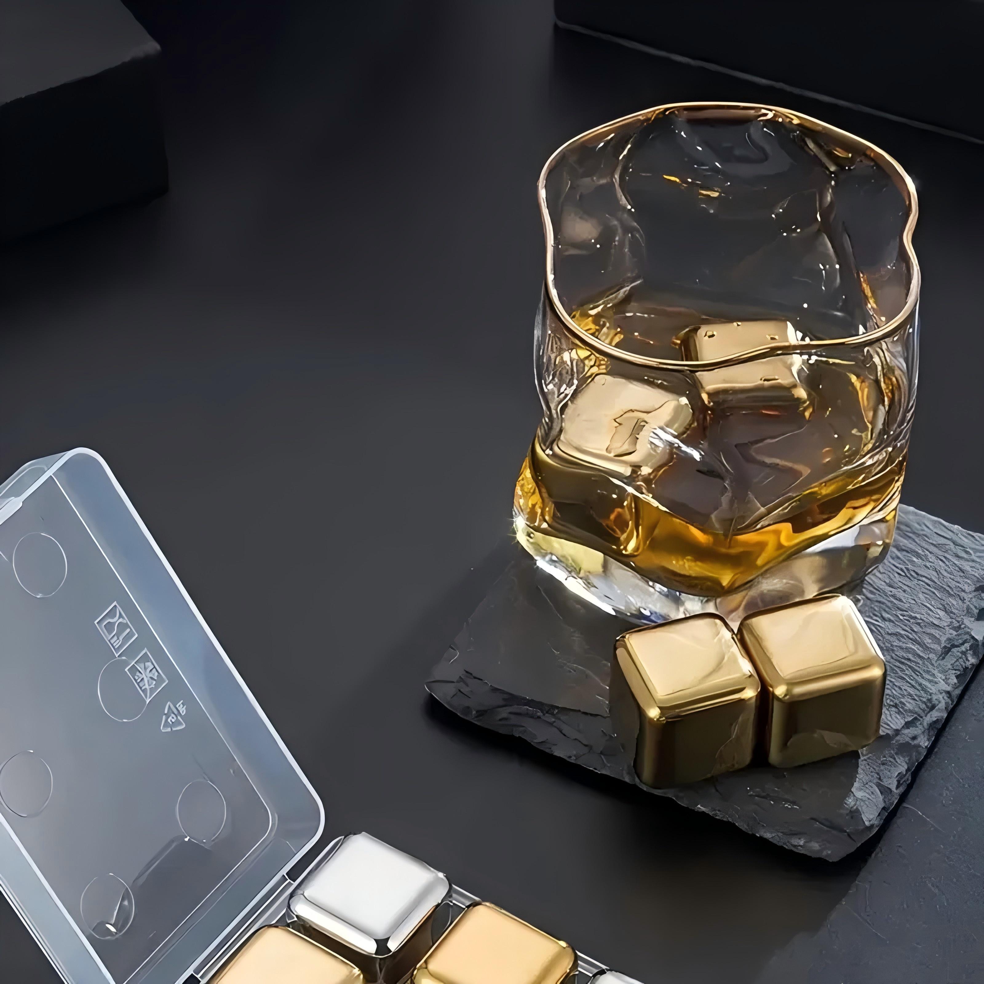 12 Pack Reusable Whiskey Stones 304 Stainless Steel Ice Cubes for Drinks Chill Without Diluting Whiskey Scotch Bourbon Gifts Drinkware 2.7 cm