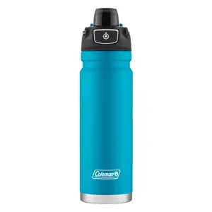 Coleman Burst Poptop Stainless Steel Insulated Water Bottle, 24 oz, Blue Caribbean Sea