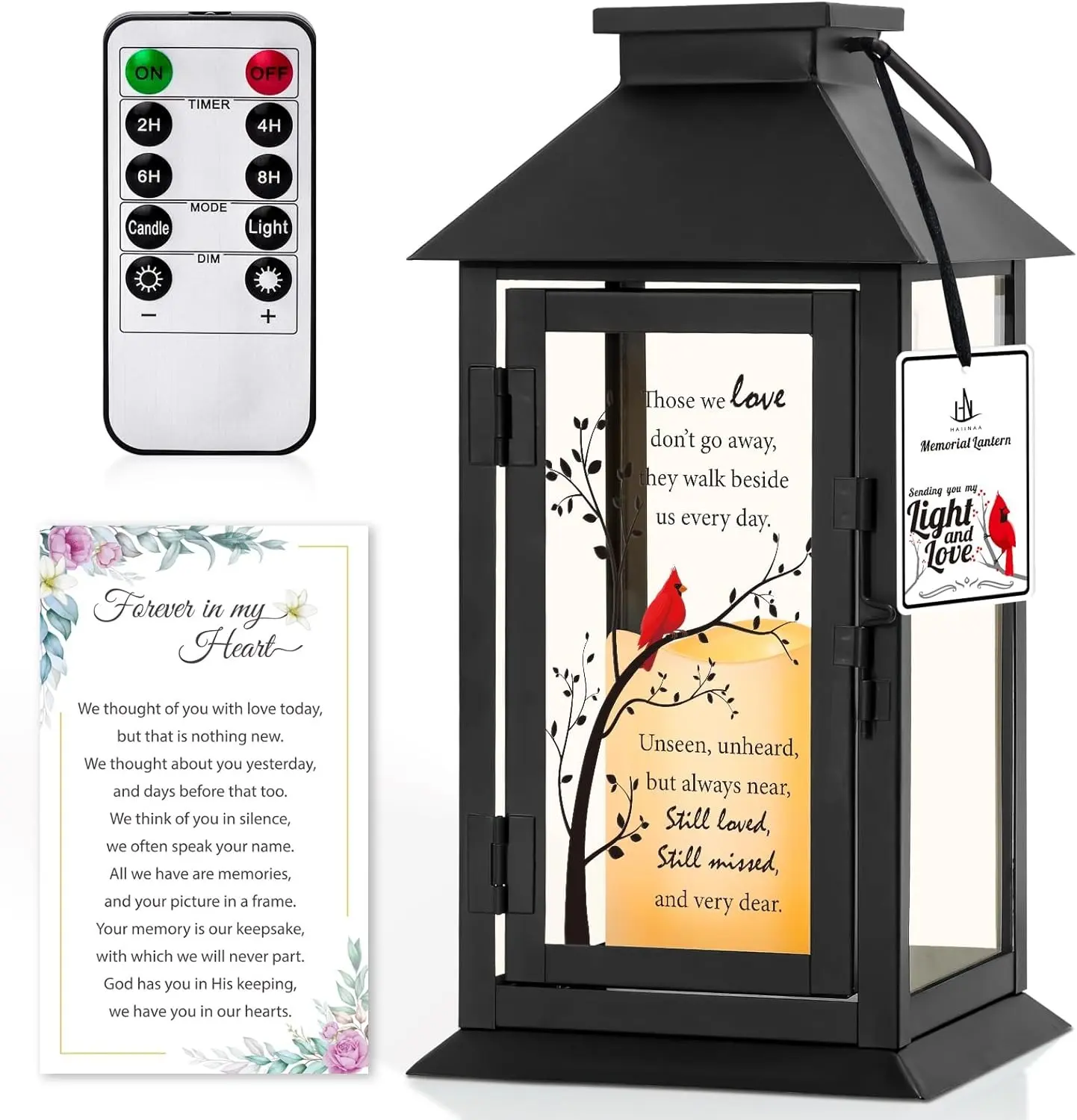 Memorial Lantern Bereavement Gifts - LED Candle & Remote for Loved Ones in Memory of Mother or Father Loss of Loved One