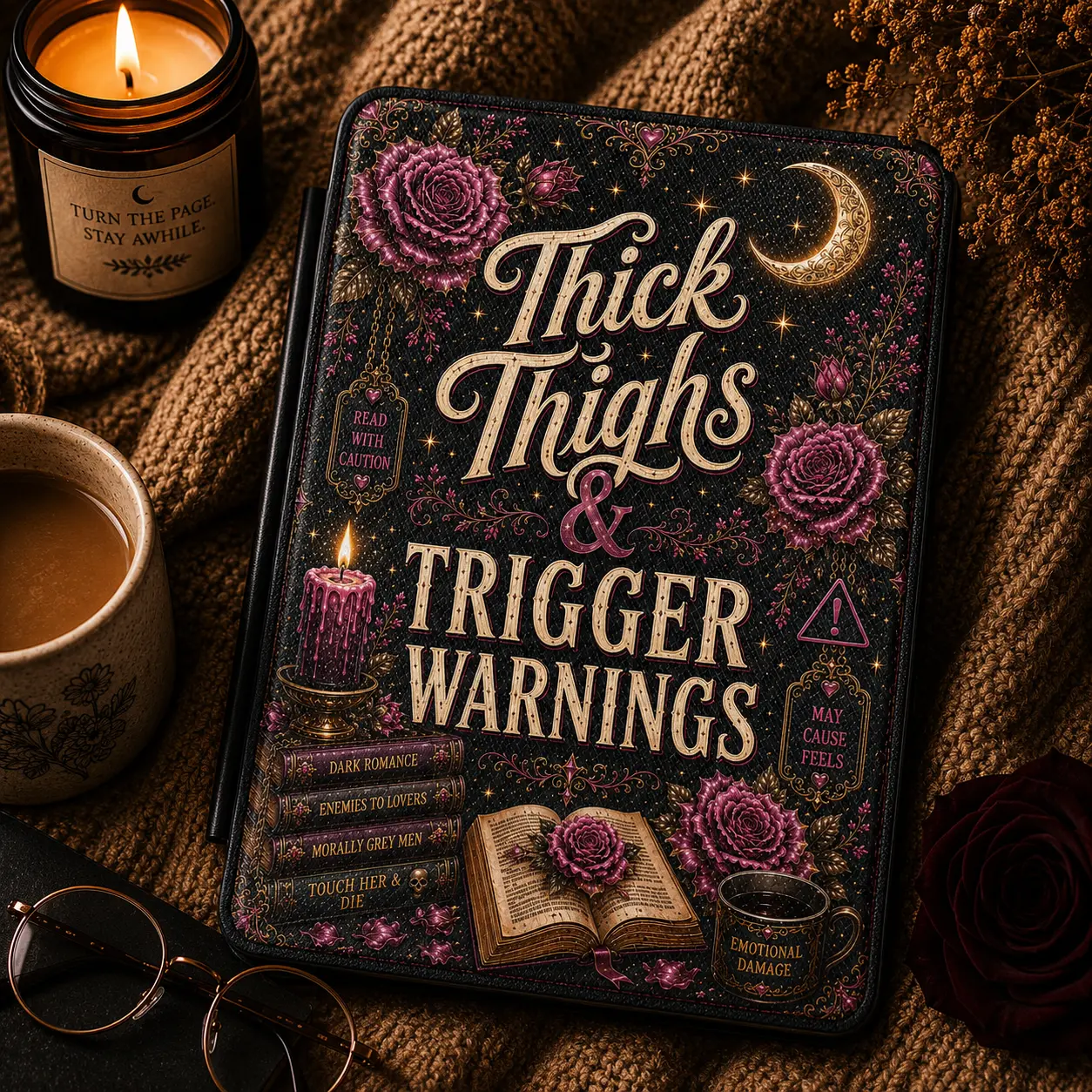 Thick Thighs & Trigger Warnings Kindle Case | Dark Romance Bookish Gift