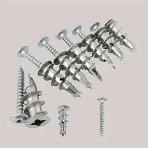 25 Sets Self-Drilling Drywall Anchors Gecko Triple Point Spiral Expanding Screws Metal Wall Anchor Heavy Duty Bolts