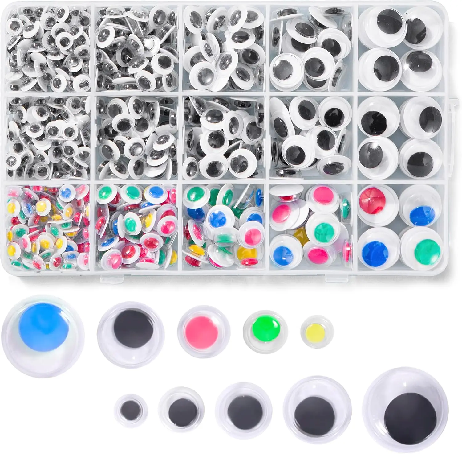 600pcs Black and Multi Colors Wiggle Googly Eyes Self Adhesive Small and Large Googly Eyes for Crafts
