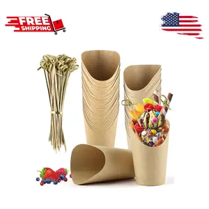 50 Pcs Charcuterie Cups with 100 Cocktail Picks, Disposable 12oz Kraft Paper