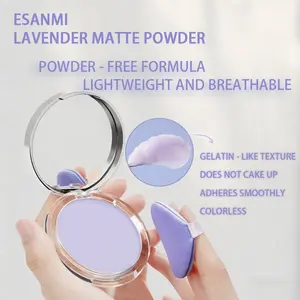 24-Hour Long-Lasting Oil Control Matte Lavender Setting Balm Face Pressed Powder Foundation, Sweatproof, Waterproof, Full Coverage, Suitable for All Skin Types, Setting Powder Cosmetic, Powder Makeup
