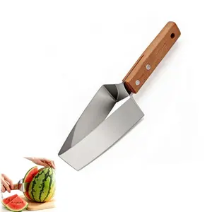 2026 New Stainless Steel Watermelon Slicer, Triangle Cutter with Wooden Handle, Ideal for Watermelon, Cantaloupe, Apple, 1pcs