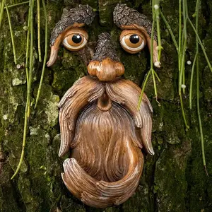 Tree Face Design Bird Feeder, Funny Wooden Bird Feeder, Garden Decoration Supplies for Tree, Yard, Patio and Lawn