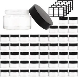 46 pack 1oz Glass Jars with  Round Empty  Containers, Leak Proof Small Travel Containers Refillable Glass Jars for  , ,Salves Ointments,Potravel Storage