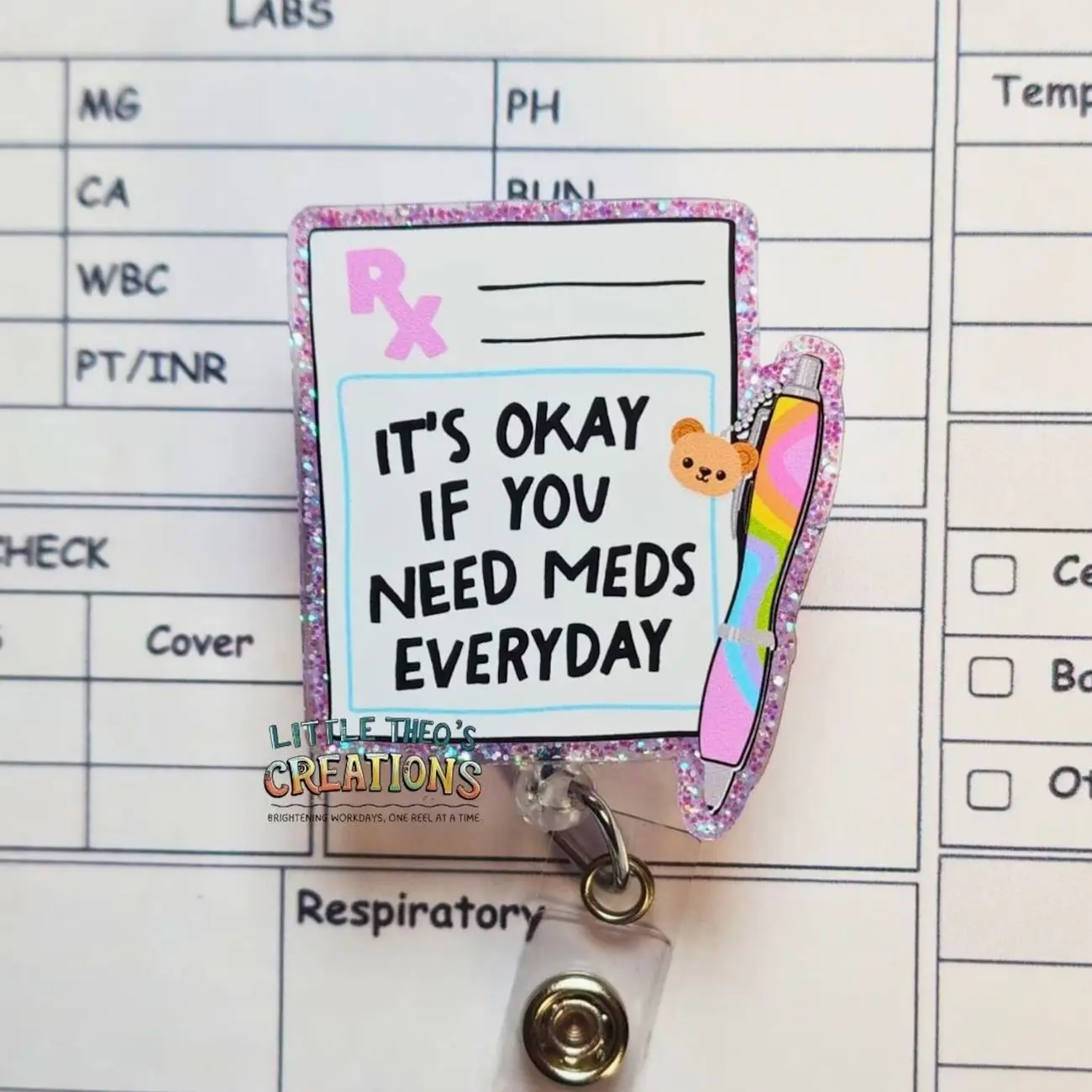 Mental Health Badge Reel: Prescription Pad Design, Nurse ID Holder Cute gift  Cute gift