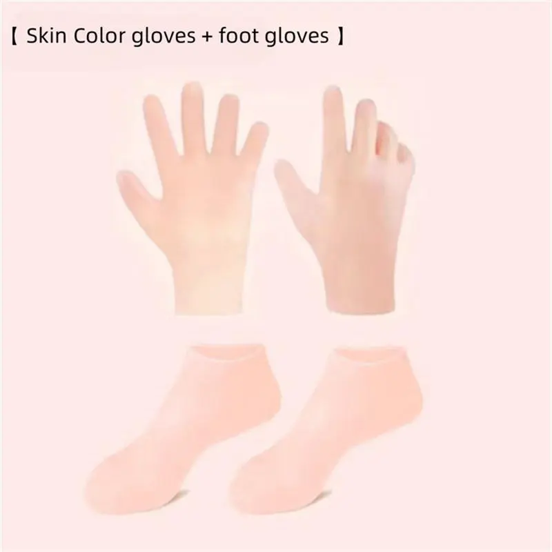 Reusable Silicone Soft Moisturizing Hydrating Gloves & Socks, 1 Set Moisturizing Gloves, Hand & Foot Care Gloves, Bathing Accessories for Home Moisturizer Hydrate