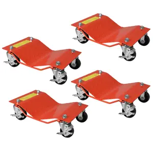 4PCS Car Wheel, 6000 LBS, Heavy Duty Car Dolly Set with Locking 360° Casters for Moving Cars, Trucks, Trailers, Motorcycles, and Boats, Set of 4,Orange