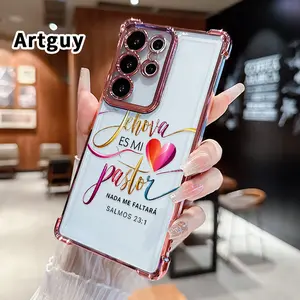 Phone Case Compatible with Samsung Galaxy S23 Ultra S24 Plus S25 S22+ FE Edge Jehovah - My Shepherd Pattern Four Corners Air Cushion Anti-drop Premium Plated Cover Casing Clear Protective