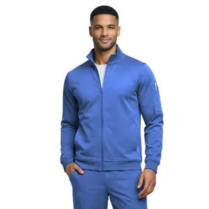 M&M SCRUBS Men’s Zip Up Scrub Jacket – Lightweight Cool Stretch Medical Warm Up Jacket with 3 Pockets for Nurses & Healthcare Professionals