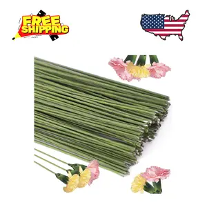 100 Pack Floral Wire 18 Gauge 0.05In Green Flower Stems (14 Inch)