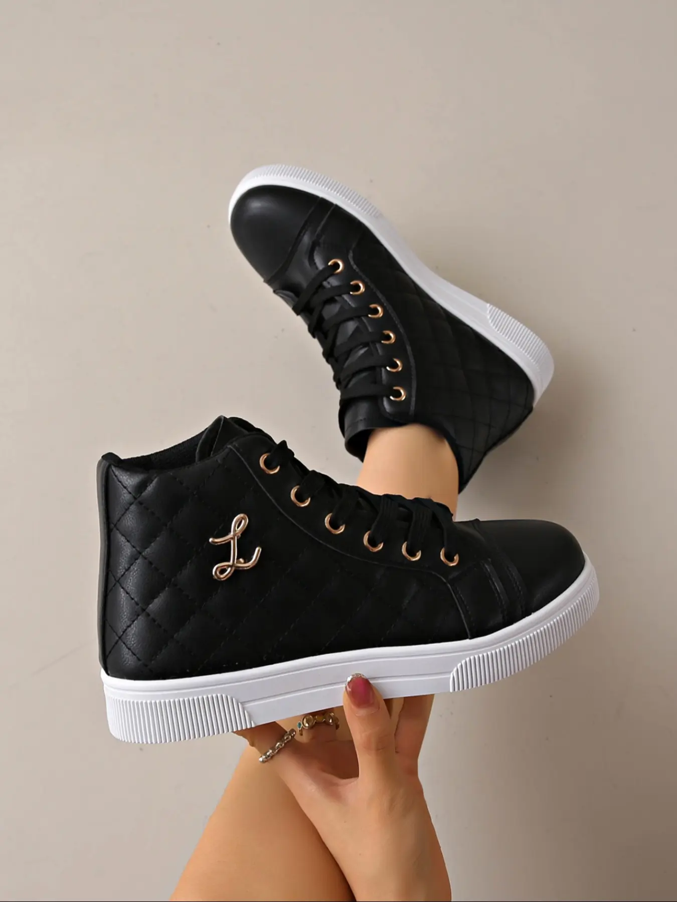 Women's New Fashion High-Top Rubber Anti-Slip Sole Sneakers, Trainers, Walking Shoes, Comfortable Casual Shoes for Daily Wear, Trendy Active Lifestyle