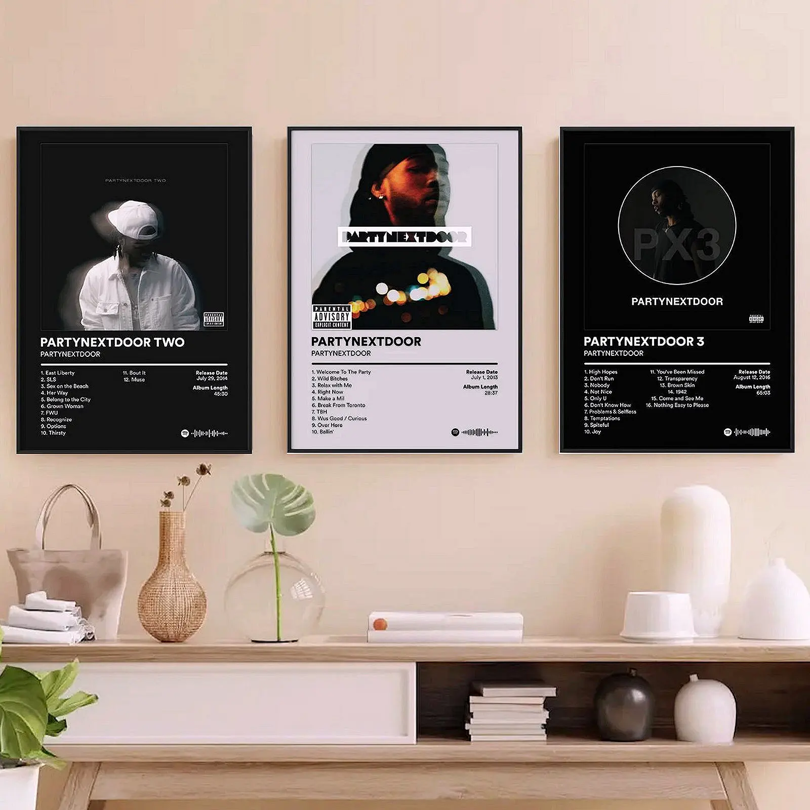 PARTYNEXT_D00R Album Cover Set of 3 Posters HD Print Unframed R&B Music Wall Art Aesthetic Room Home House Modern Wall Decor Trendy Gift